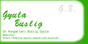 gyula buslig business card